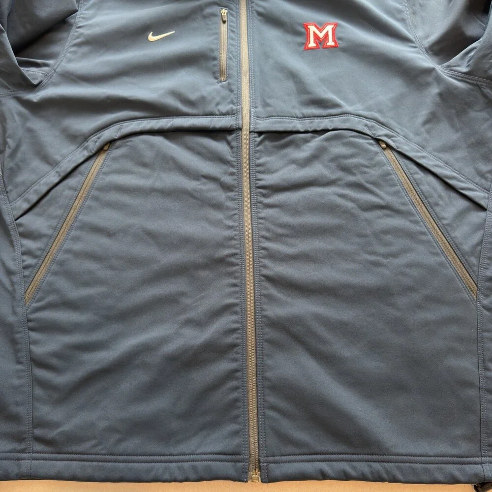 Nike Miami University Team Issued Full Zip Jacket Men's 2XL Navy Lined Softshell